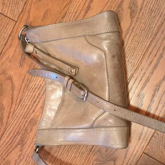 Frye Melisa zipper grey leather crossbody purse - Picture 3 of 8